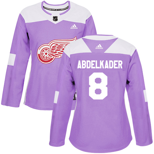Adidas Red Wings #8 Justin Abdelkader Purple Authentic Fights Cancer Women's Stitched NHL Jersey